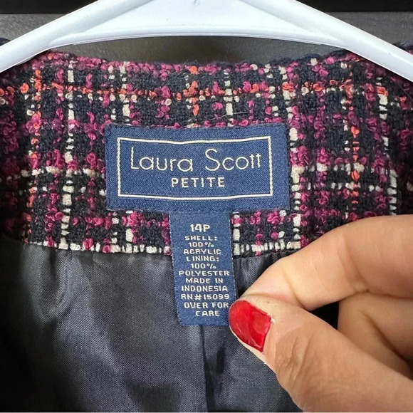 Laura Scott Womens Multicolor Plaid Tweed 2-Piece Skirt Suit 14P - Picture 7 of 14